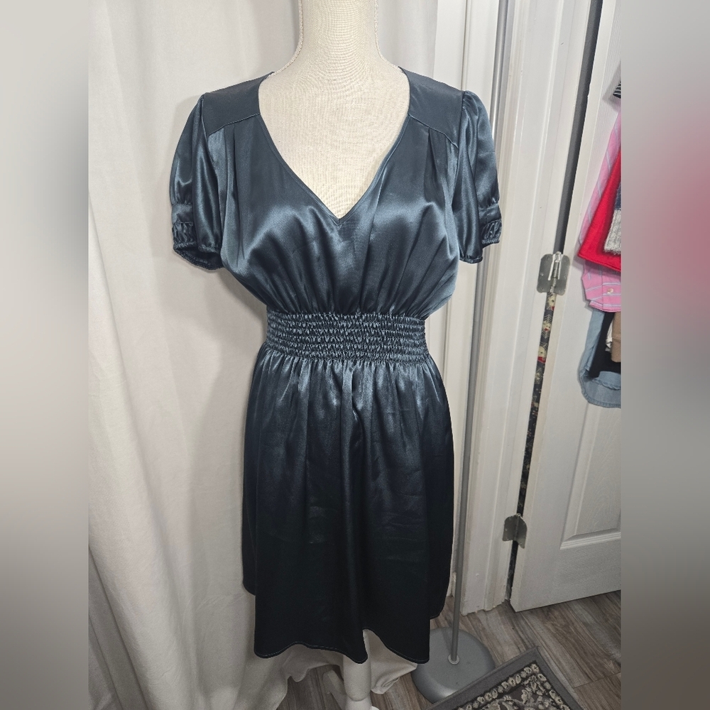 Vintage Y2k To The Max Satin  Babydoll Dress Teal Sz Large